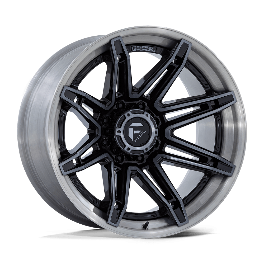 24X12 Fuel 1PC FC401 BRAWL 8X170 -44MM GLOSS BLACK WITH BRUSHED GRAY TINT FACE & LIP