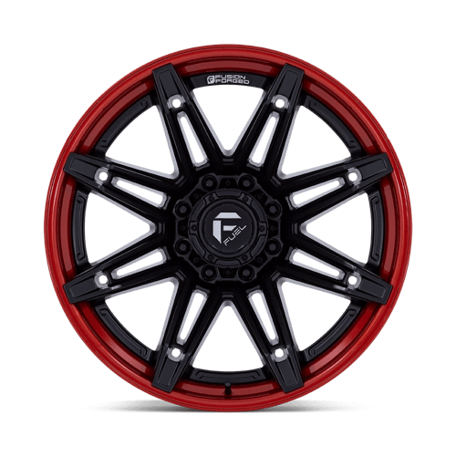 20X10 Fuel 1PC FC401 BRAWL 8X6.5 -18MM MATTE BLACK WITH CANDY RED LIP