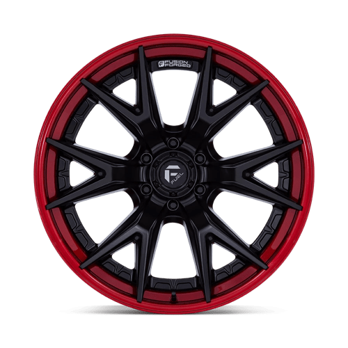 22X12 Fuel 1PC FC402 CATALYST 6X135 -44MM MATTE BLACK WITH CANDY RED LIP