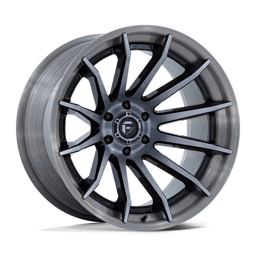 20X10 Fuel 1PC FC403 BURN 6X5.5 -18MM GLOSS BLACK WITH BRUSHED GRAY TINT FACE & LIP