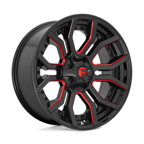 22X10 Fuel 1PC D712 RAGE 8X180 -18MM GLOSS BLACK RED TINTED CLEAR