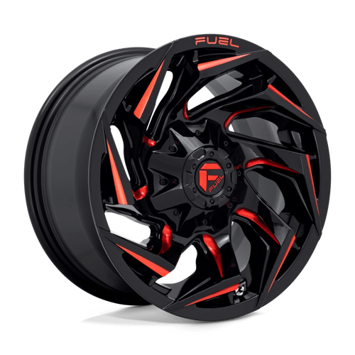 22X10 Fuel 1PC D755 REACTION 5X5.5/150 -18MM GLOSS BLACK MILLED WITH RED TINT
