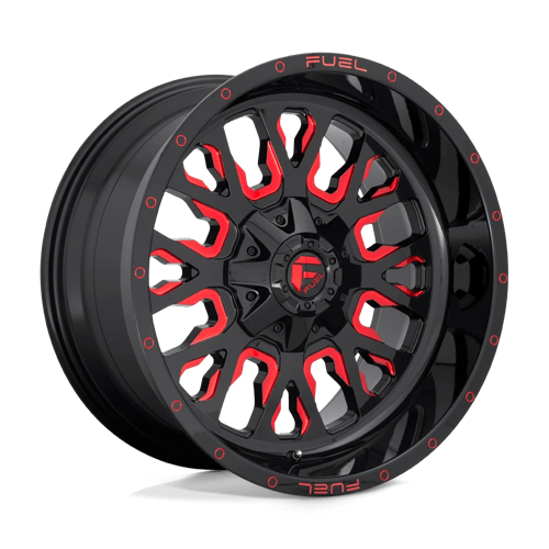 22X10 Fuel 1PC D612 STROKE 6X135/5.5 10MM GLOSS BLACK RED TINTED CLEAR