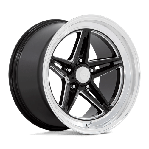 18X7 American Racing Vintage VN514 GROOVE 5X4.75 0MM GLOSS BLACK MILLED WITH DIAMOND CUT LIP