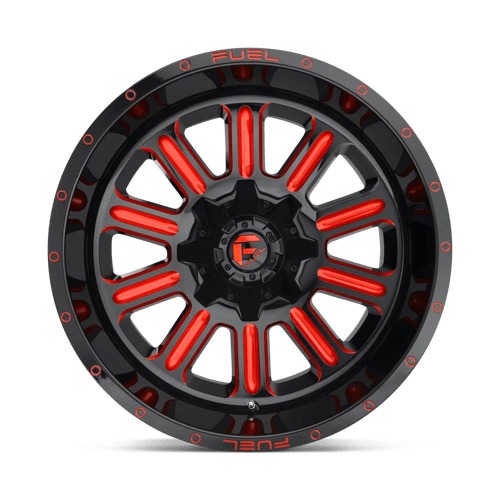 15X8 Fuel 1PC D621 HARDLINE 6X5.5 -18MM GLOSS BLACK RED TINTED CLEAR