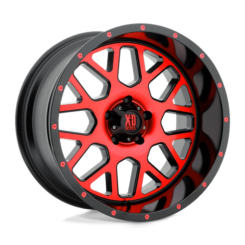 20X10 XD XD820 GRENADE 5X5.0 -24MM SATIN BLACK MACHINED FACE WITH RED TINTED CLEAR COAT