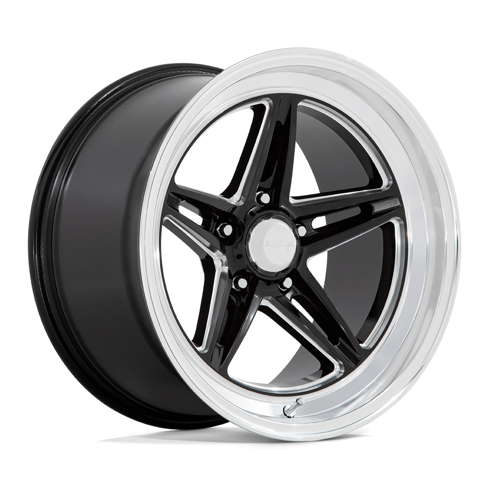 18X7 American Racing Vintage VN514 GROOVE 5X4.5 0MM GLOSS BLACK MILLED WITH DIAMOND CUT LIP