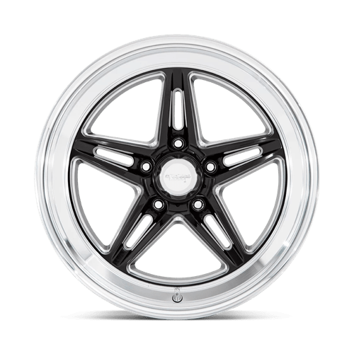 18X7 American Racing Vintage VN514 GROOVE 5X4.5 0MM GLOSS BLACK MILLED WITH DIAMOND CUT LIP