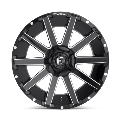 20X9 Fuel 1PC D615 CONTRA 5X5.0/5.5 20MM GLOSS BLACK MILLED