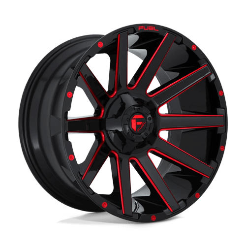 20X10 Fuel 1PC D643 CONTRA 8X180 -18MM GLOSS BLACK RED TINTED CLEAR