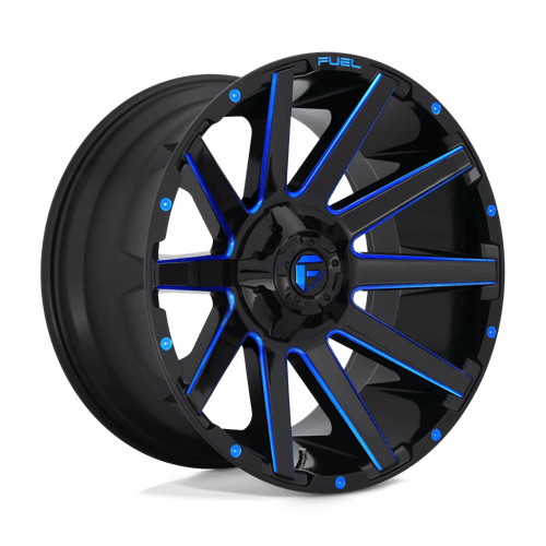 20X10 Fuel 1PC D644 CONTRA 8X180 -18MM GLOSS BLACK BLUE TINTED CLEAR