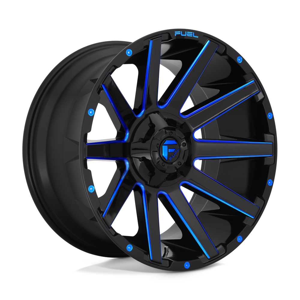 20X10 Fuel 1PC D644 CONTRA 8X180 -18MM GLOSS BLACK BLUE TINTED CLEAR