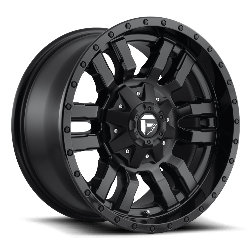 18X8 Fuel 1PC D596 SLEDGE 6X4.5/120 35MM MATTE BLACK GLOSS BLACK LIP