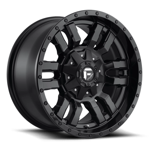 17X9 Fuel 1PC D596 SLEDGE 5X4.5/5.0 1MM MATTE BLACK GLOSS BLACK LIP