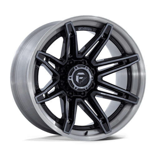 24X12 Fuel 1PC FC401 BRAWL 8X170 -44MM GLOSS BLACK WITH BRUSHED GRAY TINT FACE & LIP
