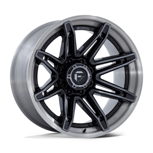 20X10 Fuel 1PC FC401 BRAWL 8X180 -18MM GLOSS BLACK WITH BRUSHED GRAY TINT FACE & LIP