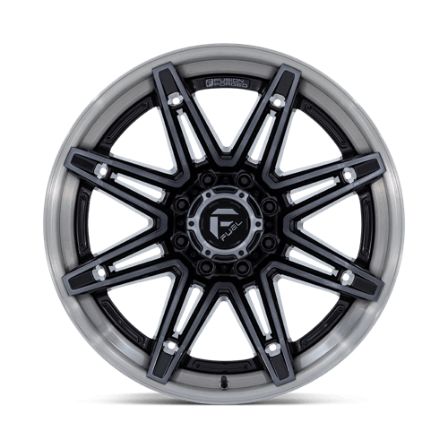 20X10 Fuel 1PC FC401 BRAWL 8X180 -18MM GLOSS BLACK WITH BRUSHED GRAY TINT FACE & LIP