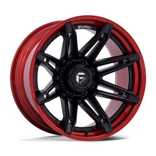 20X10 Fuel 1PC FC401 BRAWL 8X6.5 -18MM MATTE BLACK WITH CANDY RED LIP