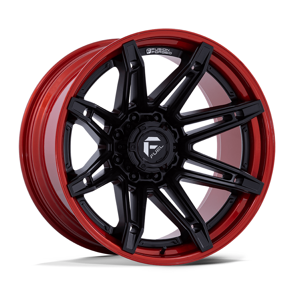 20X10 Fuel 1PC FC401 BRAWL 8X6.5 -18MM MATTE BLACK WITH CANDY RED LIP