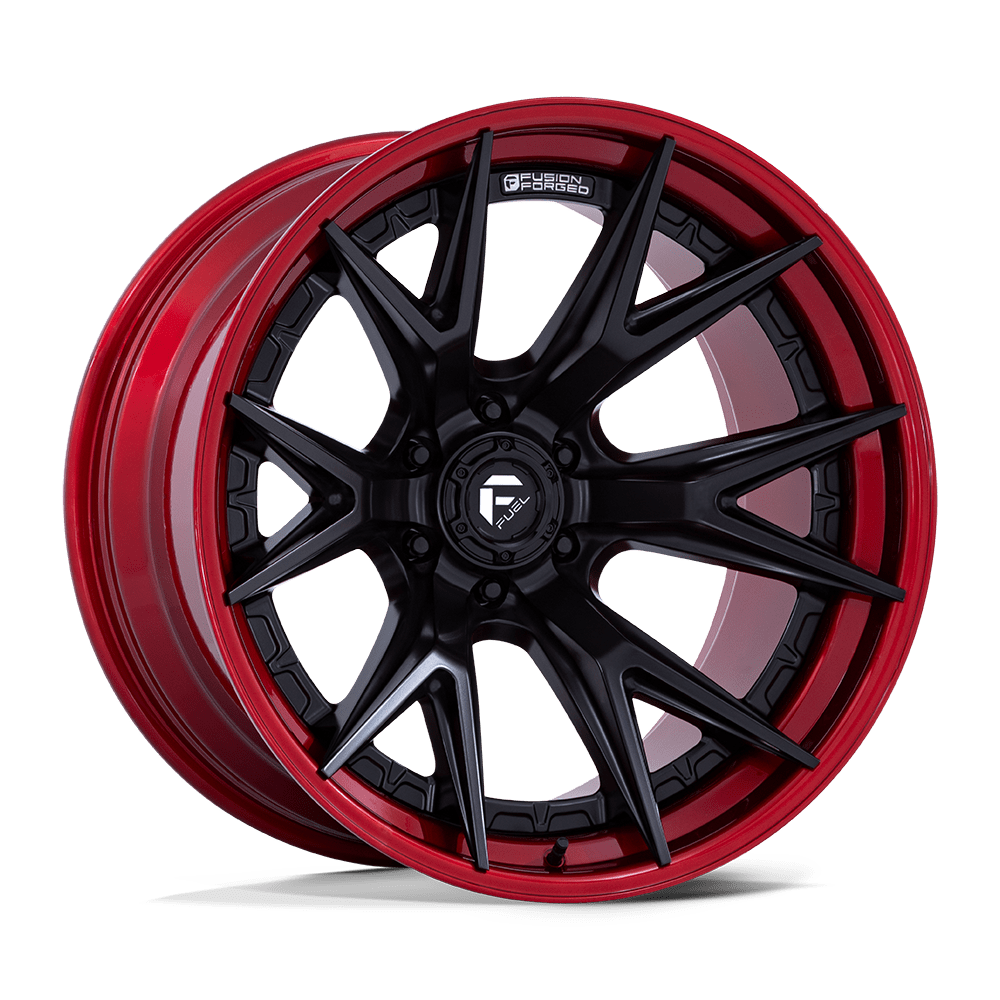 20X10 Fuel 1PC FC402 CATALYST 6X5.5 -18MM MATTE BLACK WITH CANDY RED LIP