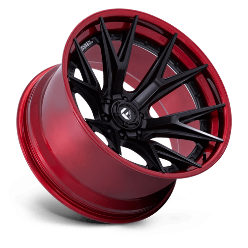 20X9 Fuel 1PC FC402 CATALYST 6X135 1MM MATTE BLACK WITH CANDY RED LIP