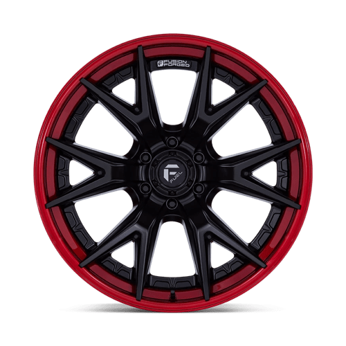 20X9 Fuel 1PC FC402 CATALYST 6X135 1MM MATTE BLACK WITH CANDY RED LIP