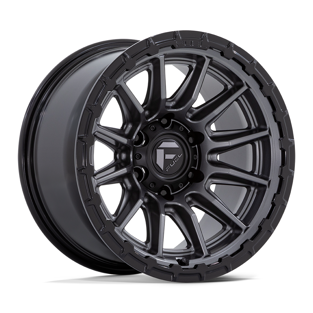 17X9 Fuel 1PC FC866 PISTON 5X5.0 -12MM MATTE GUNMETAL W/ GLOSS BLACK LIP