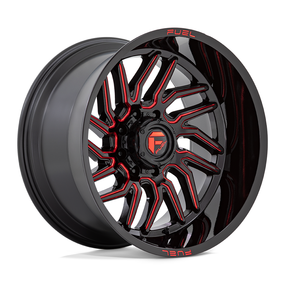 22X12 Fuel 1PC D808 HURRICANE 5X5.5 -44MM GLOSS BLACK MILLED RED TINT