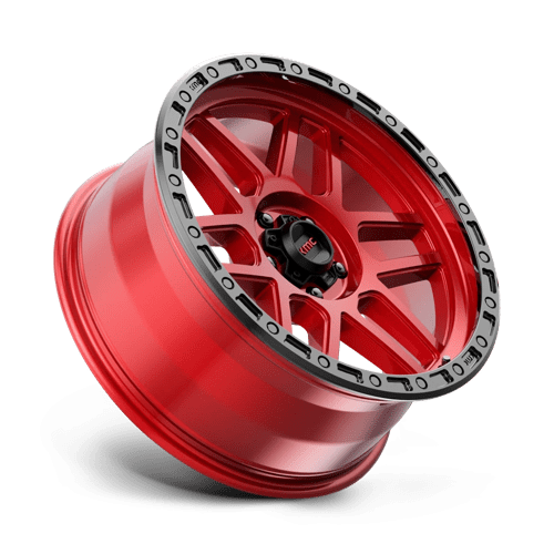 17X8.5 KMC KM544 MESA 5X5.0 0MM CANDY RED WITH BLACK LIP