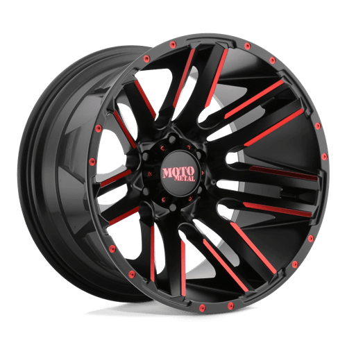 20X10 Moto Metal MO978 RAZOR 8X170 -24MM SATIN  BLACK MACHINED RED TINT