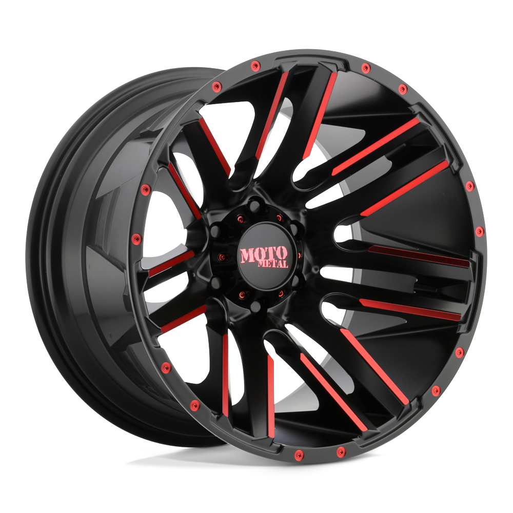 20X10 Moto Metal MO978 RAZOR 8X170 -24MM SATIN  BLACK MACHINED RED TINT