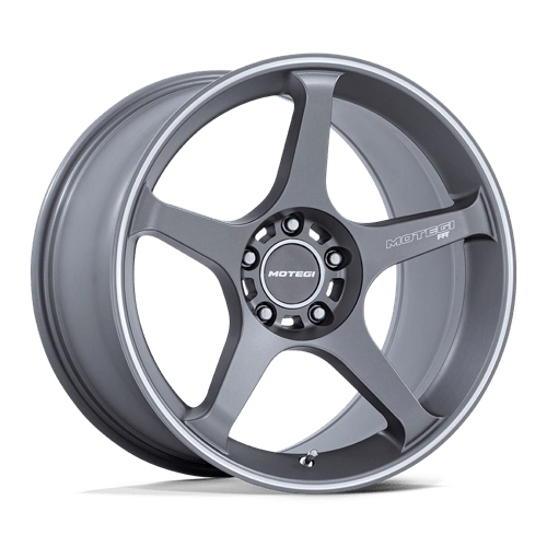 18X8.5 Motegi MR159 BATTLE V 5X120 35MM GUNZILLA W/ MACHINED LIP STRIPE