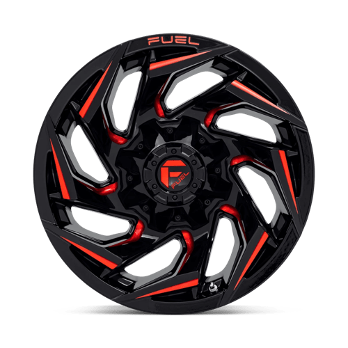 22X10 Fuel 1PC D755 REACTION 5X5.5/150 -18MM GLOSS BLACK MILLED WITH RED TINT