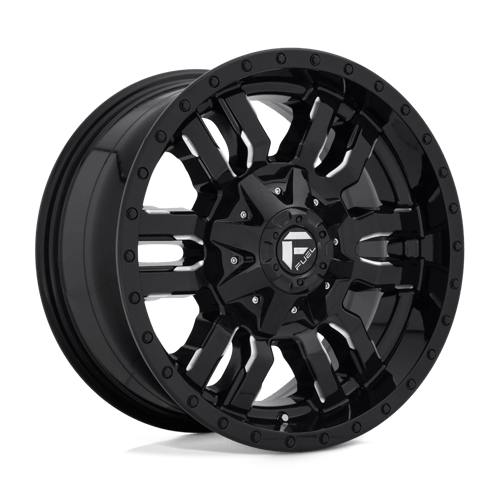 18X9 Fuel 1PC D595 SLEDGE 8X6.5 20MM GLOSS BLACK MILLED