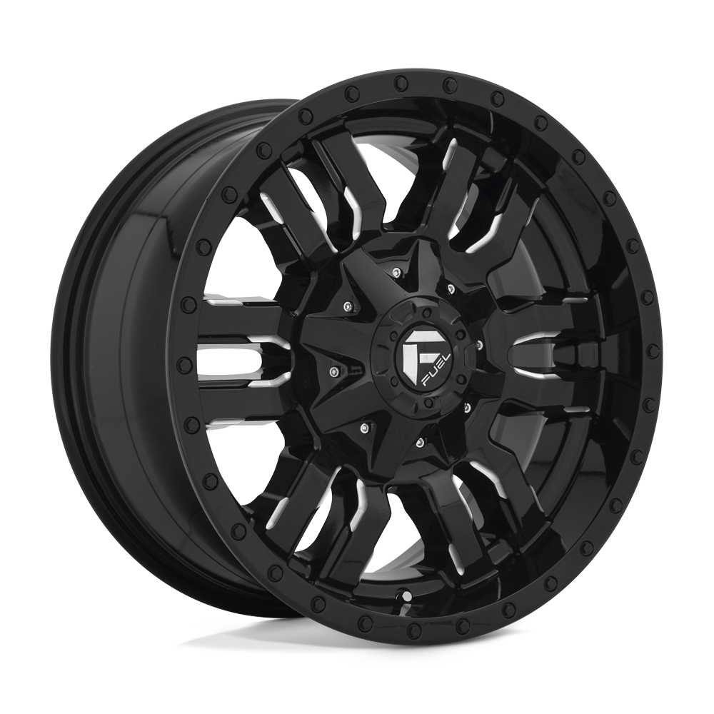 18X9 Fuel 1PC D595 SLEDGE 8X6.5 20MM GLOSS BLACK MILLED