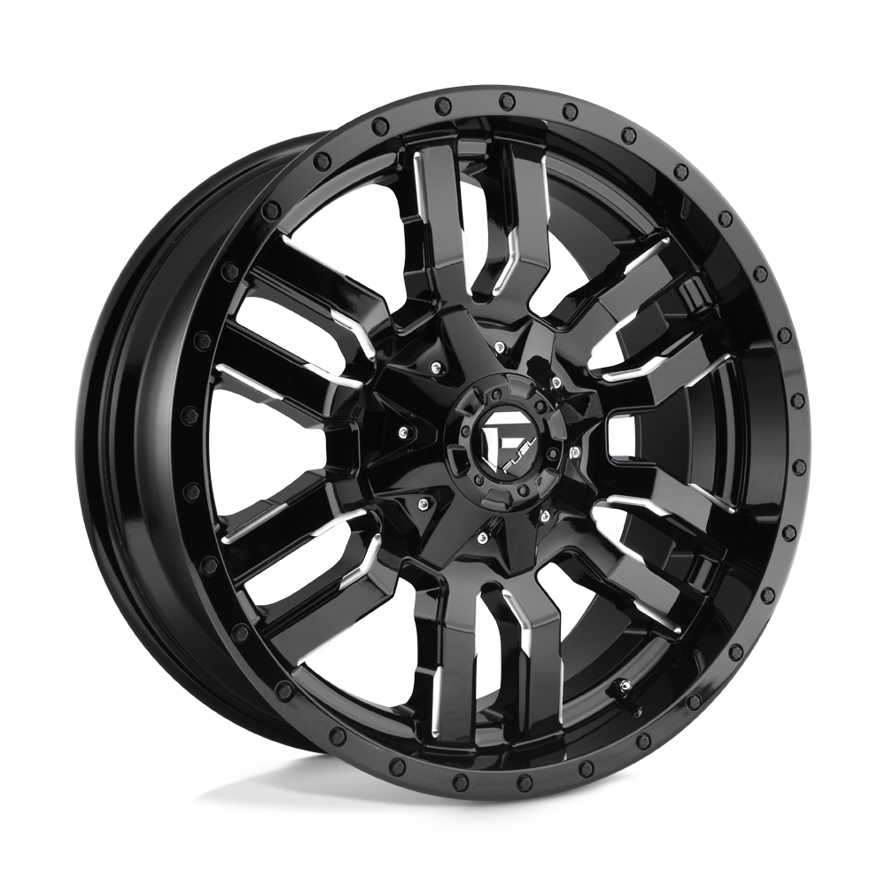 22X10 Fuel 1PC D595 SLEDGE 8X180 -18MM GLOSS BLACK MILLED