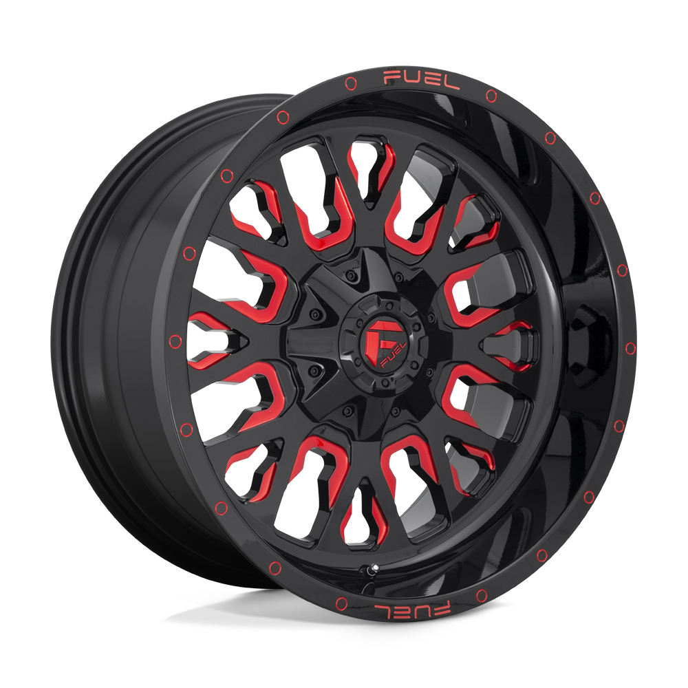 22X10 Fuel 1PC D612 STROKE 6X135/5.5 10MM GLOSS BLACK RED TINTED CLEAR