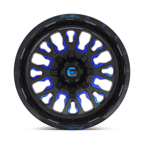 18X9 Fuel 1PC D645 STROKE 5X4.5/5.0 -12MM GLOSS BLACK BLUE TINTED CLEAR