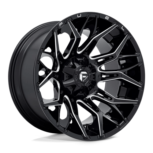 22X12 Fuel 1PC D769 TWITCH 8X180 -44MM GLOSSY BLACK MILLED