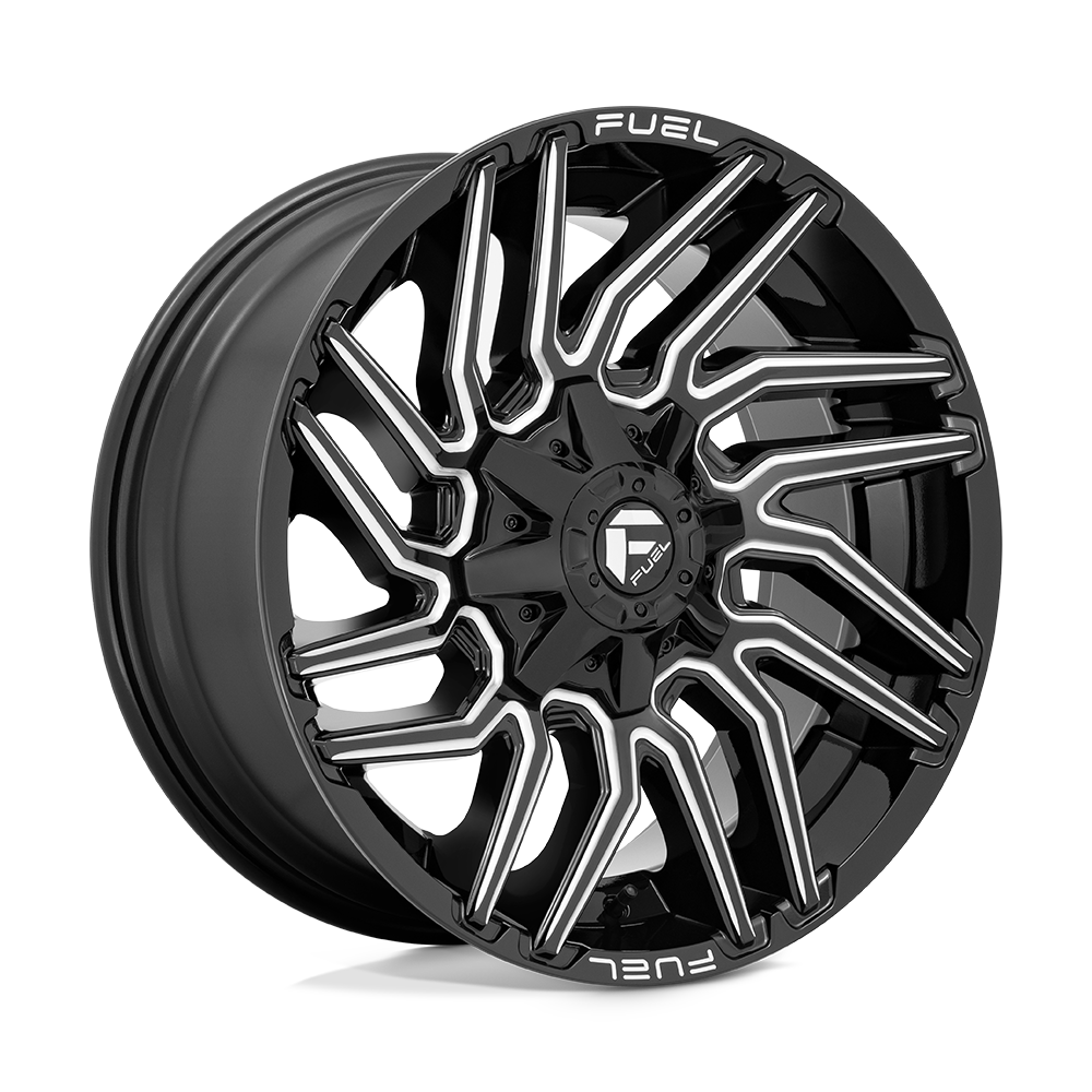 22X12 Fuel 1PC D773 TYPHOON 8X180 -44MM GLOSS BLACK MILLED