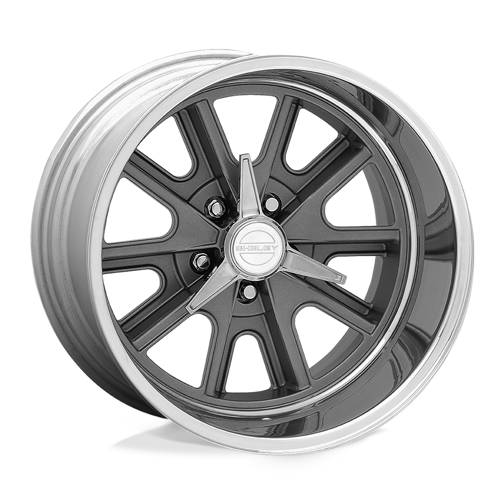 18X8 American Racing Vintage VN427 SHELBY COBRA 5X4.5 0MM TWO-PIECE MAG GRAY CENTER POLISHED BARREL