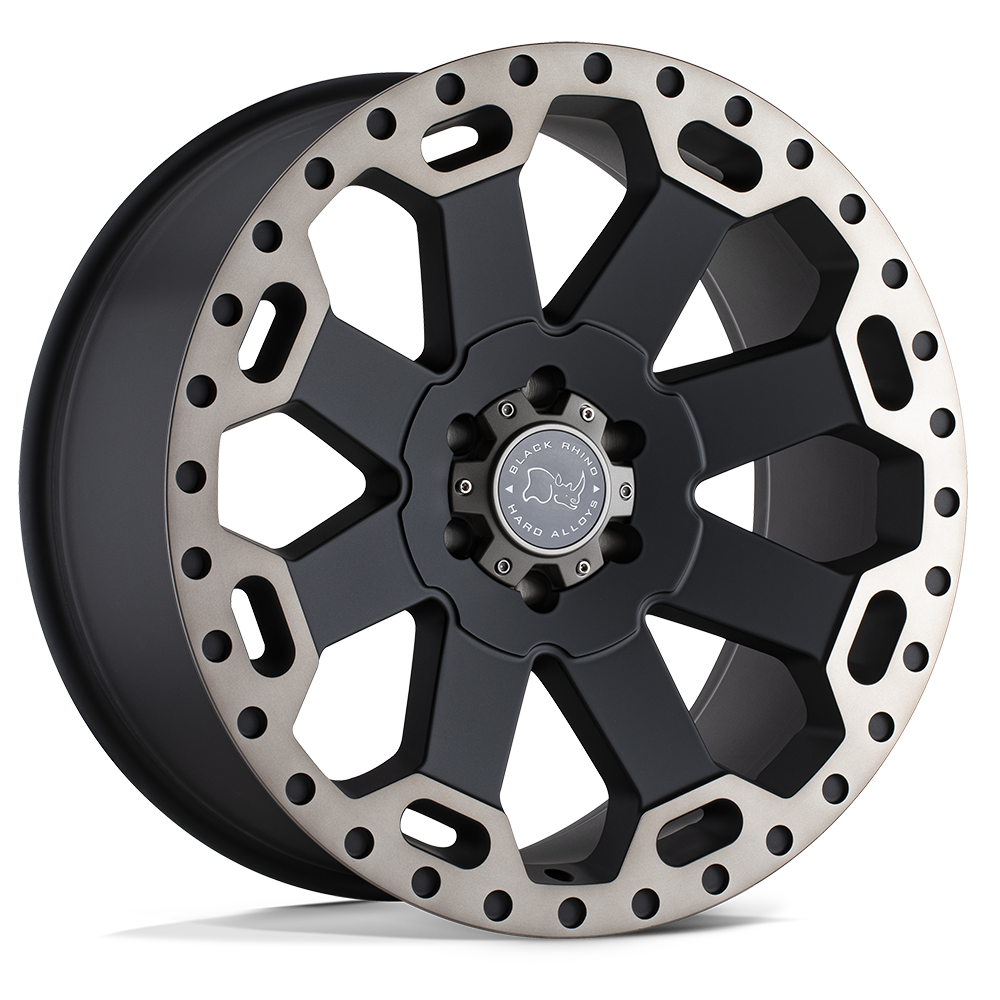 18X8 Black Rhino WARLORD 5X5.0 30MM MATTE BLACK W/ MACHINED DARK TINT