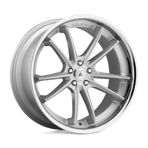 22X10.5 Asanti Black ABL-23 SIGMA 5X112 35MM BRUSHED SILVER CHROME LIP