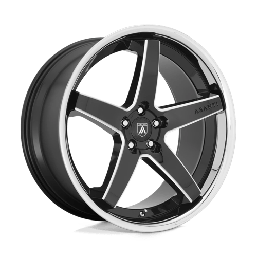 22X10.5 Asanti Black ABL31 REGAL 5X115 25MM GLOSS BLACK MILLED WITH CHROME LIP