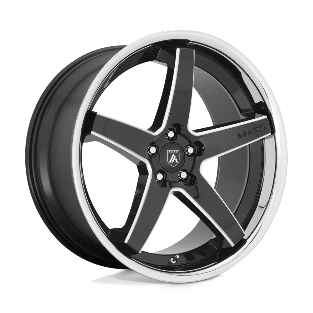 22X10.5 Asanti Black ABL31 REGAL 5X115 25MM GLOSS BLACK MILLED WITH CHROME LIP