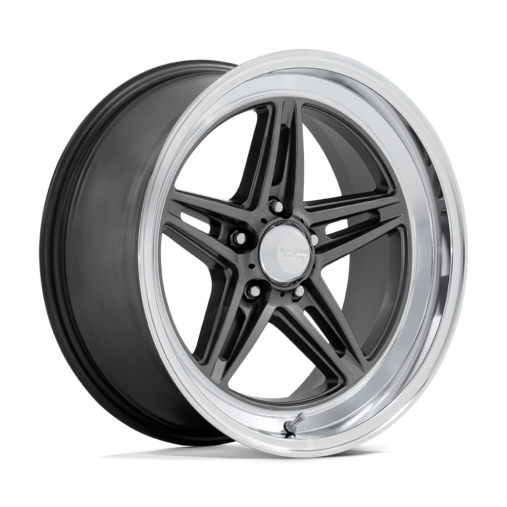 18X10 American Racing Vintage VN514 GROOVE 5X4.5 12MM ANTHRACITE WITH DIAMOND CUT LIP