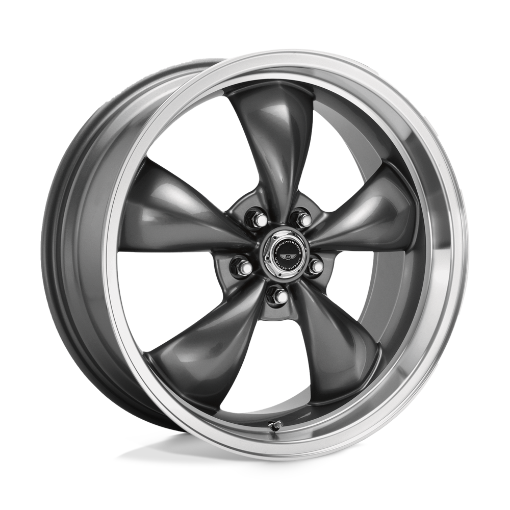 18X9 American Racing AR105 TORQ THRUST M 5X4.5 34MM ANTHRACITE MACHINED LIP