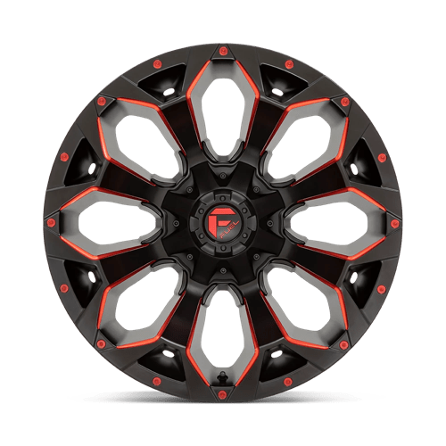 22X10 Fuel 1PC D787 ASSAULT 6X135/5.5 -18MM MATTE BLACK RED MILLED