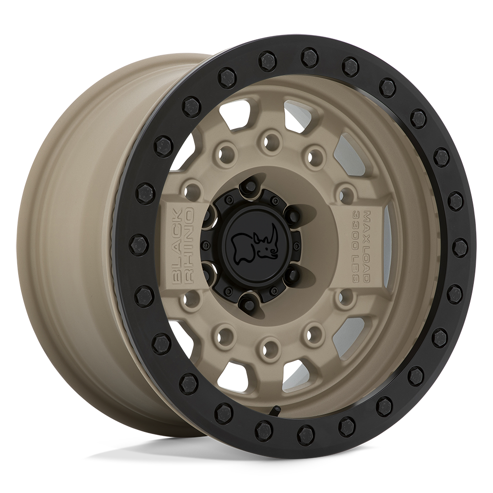 17X8.5 Black Rhino AVENGER BEADLOCK 6X5.5 -30MM DESERT SAND W/ BLACK HARDWARE