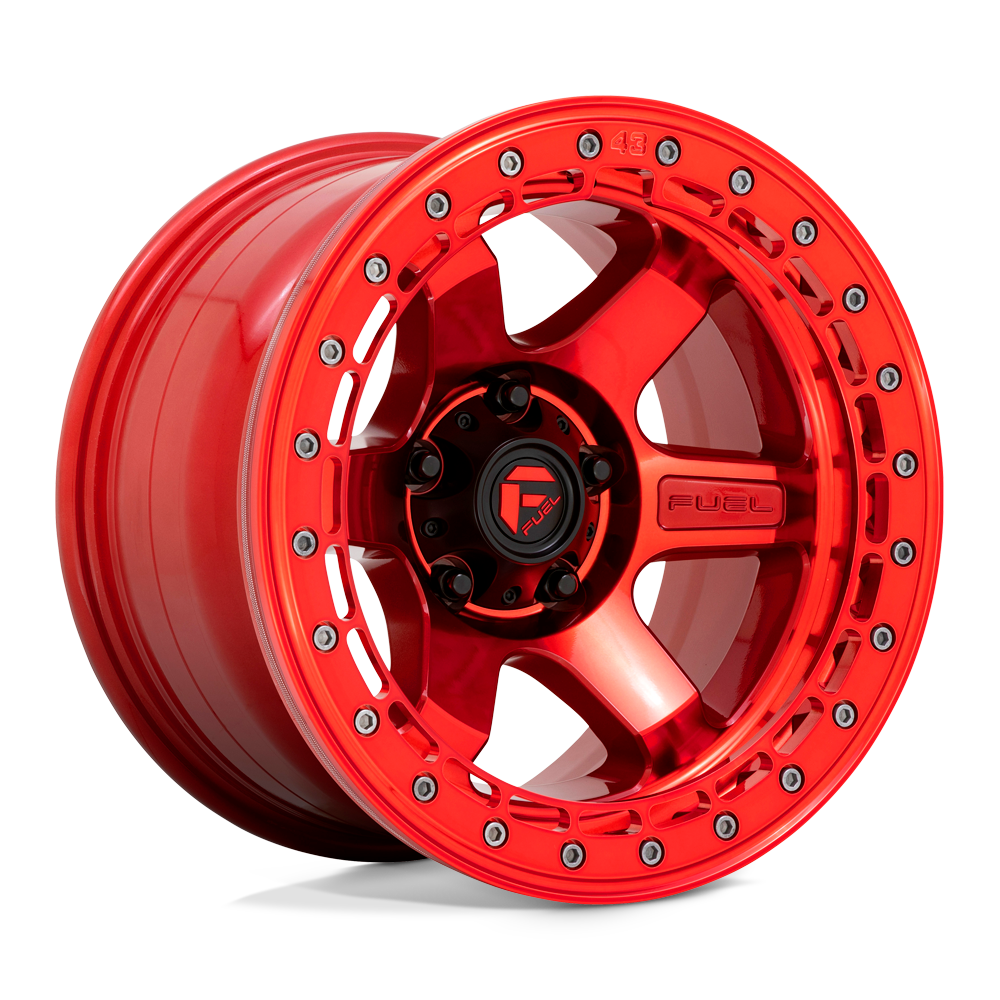 17X8.5 Fuel 1PC D123 BLOCK BEADLOCK 6X5.5 0MM CANDY RED WITH CANDY RED RING
